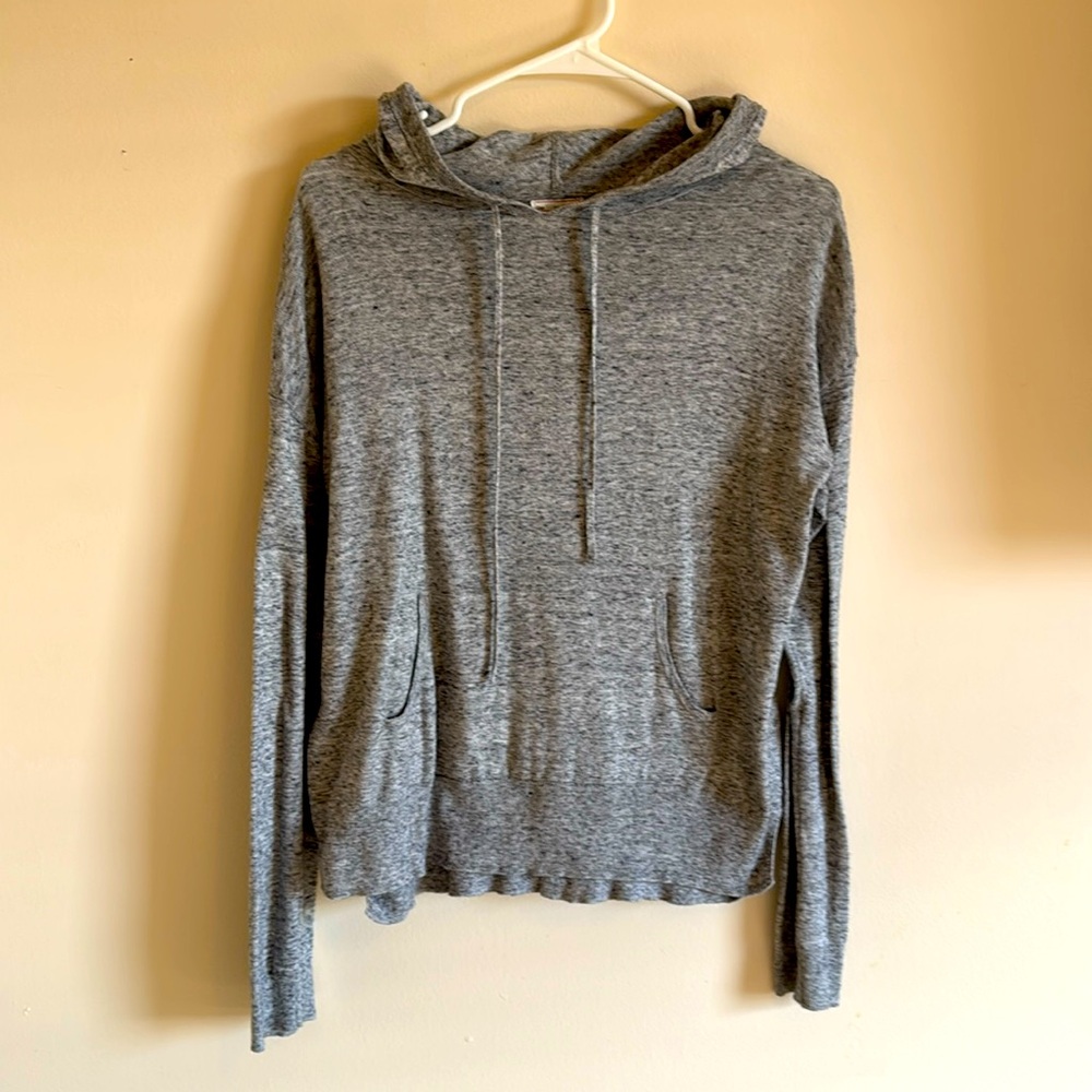GAP- heathered gray lightweight sweater hoodie. Size medium.